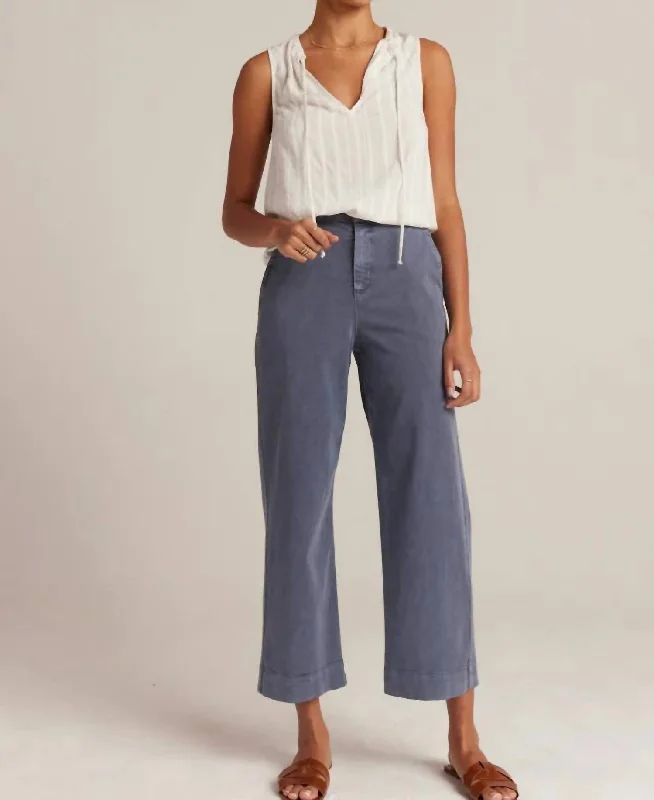 Saige Wide Leg Crop Pants In Blue Marina