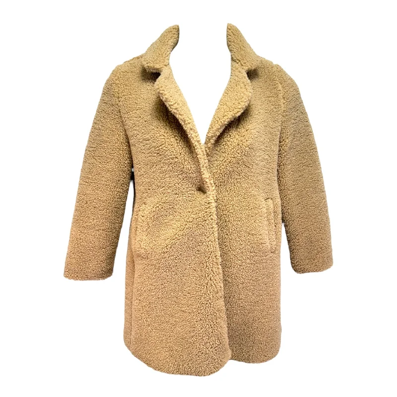 Coat Faux Fur & Sherpa By Copper Key In Tan, Size: 14