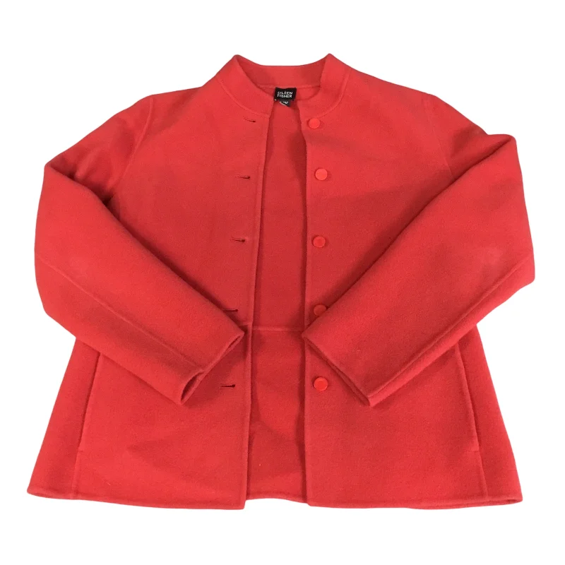 Coat Wool By Eileen Fisher In Red, Size: M