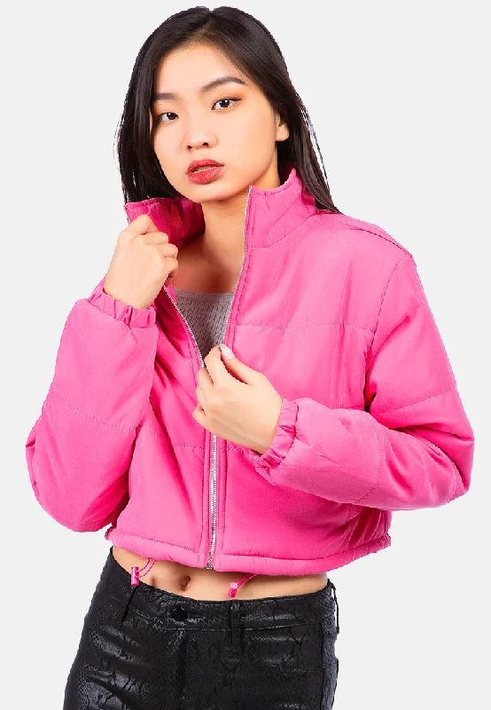 Long Sleeves Puffer Drawstring Jacket