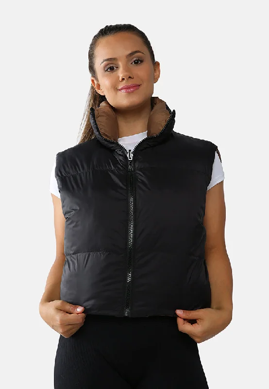 Two Way Cropped Sleeveless Puffer Jacket